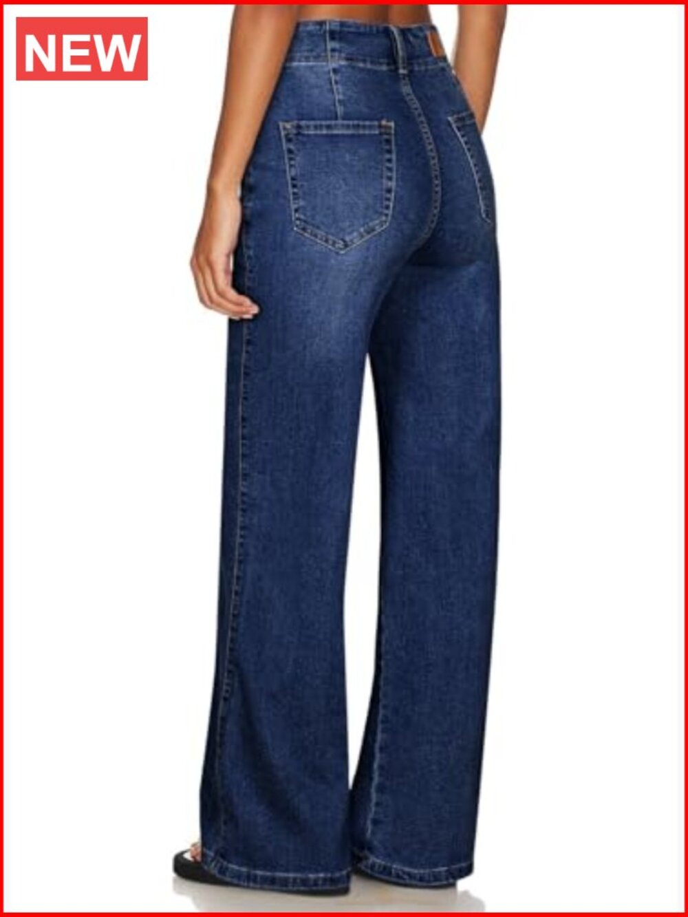 High Waisted Wide Leg Jeans Tummy Control Straight Leg Stretchy Denim Pants - Picture 2 of 7